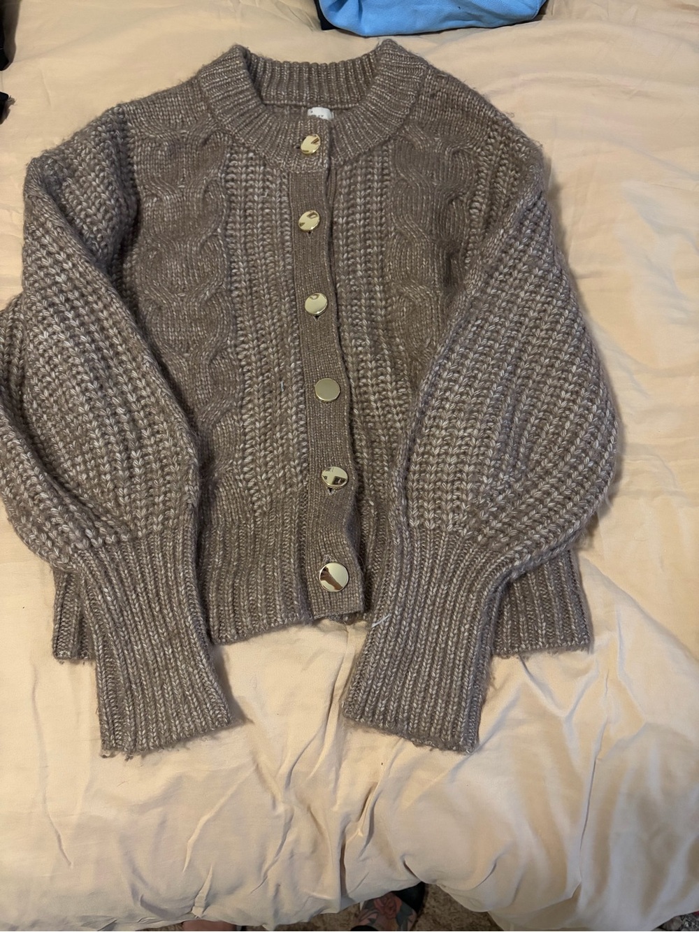 a new day Taupe Cable Knit Button Cardigan